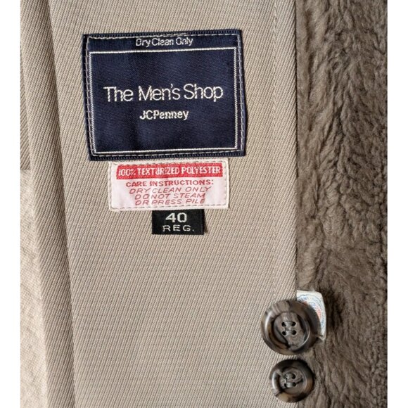 JCPenney Vintage 70s Classic Winter Overcoat Pile Lined Poly Twill 40 Reg. USA - Picture 5 of 10